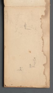 Cuaderno de bocetos, página 02: Figura en un paisaje con perro de Sanford Robinson Gifford