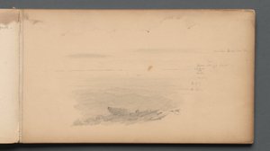 Cuaderno de bocetos, página 04: Paisaje marino con anotaciones en color de Sanford Robinson Gifford