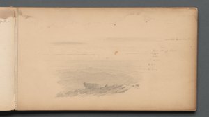 Cuaderno de bocetos, página 04: Paisaje marino con anotaciones de color, 1859 de Sanford Robinson Gifford