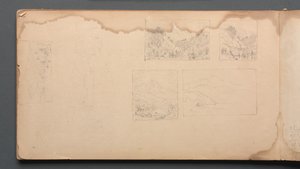 Cuaderno de bocetos, página 39: Viñetas del paisaje de Maine, 1859 de Sanford Robinson Gifford