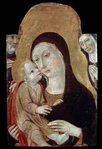 La Virgen y el Niño con Santos. Pintura de Sano di Pietro (1406-1481). Témpera sobre madera, 43 x 27 cm. Escuela de Siena, arte gótico italiano. Museo Pushkin de Bellas Artes, Moscú. ©FineArtImage/Leemage de Sano di also Ansano di Pietro di Mencio Pietro