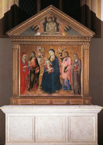 La Virgen y el Niño con Santos y Cristo en la Piedad de Sano di also Ansano di Pietro di Mencio Pietro