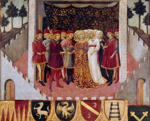 Ceremonia de boda de una pareja de la nobleza de la ciudad de Siena de Sano di also Ansano di Pietro di Mencio Pietro