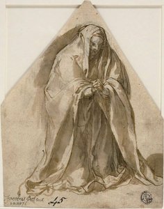 Mujer arrodillada (recto y verso) de Sante Peranda