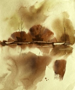 Reflejo en el agua en otoño