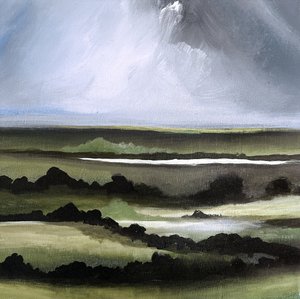 Paisaje púrpura brumoso