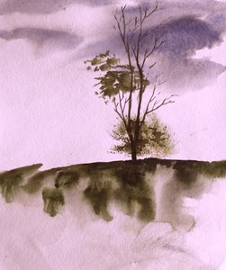 Árbol melancólico en la ladera