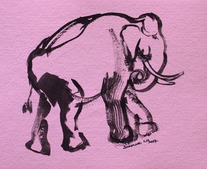 Pincelada de elefante rosa de Santhosh ch