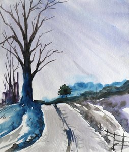 Carretera sinuosa y nevada de Santhosh ch