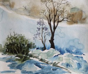 La serenidad del río en invierno de Santhosh ch