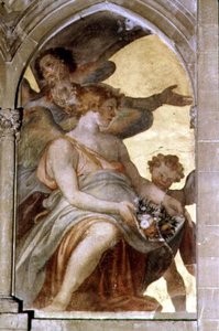 Ángeles musicales dentro de un claustro trompe l
