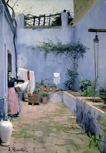 Patio interior (óleo sobre lienzo) de Santiago Rusinol i Prats
