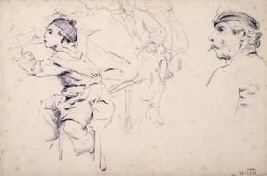 Estudio de niños y figuras de hombres de Santiago Rusiñol