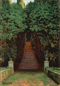 Escalera en el jardín