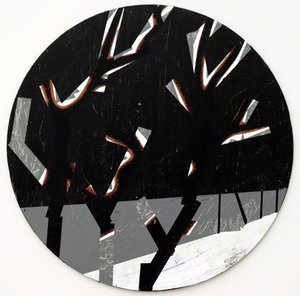 Twixt Heaven & Earth I-B (acrílico sobre tabla circular) de Sara Hayward