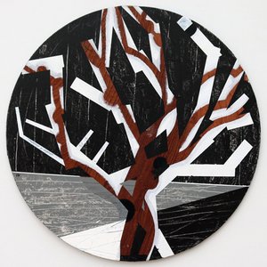 Twixt Heaven & Earth IV-B (acrílico sobre tabla circular)