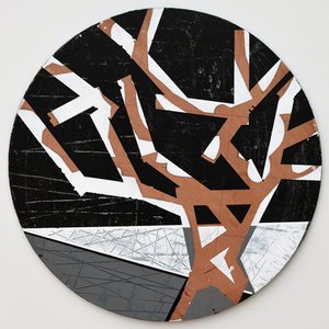 Twixt Heaven & Earth VI-B (acrílico sobre tabla circular) de Sara Hayward