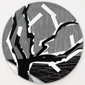 Twixt Heaven & Earth VIII-B (acrílico sobre tabla circular) de Sara Hayward