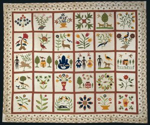 Cubrecama conocido como Quilt de Álbum de Sarah Ann Wilson
