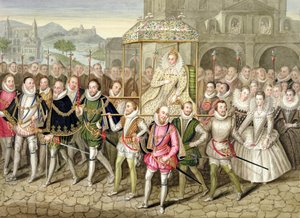 La reina Isabel I en procesión con sus cortesanos (c.160003) de 