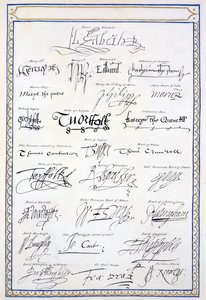 Reproducción de firmas de los Tudor y su corte de 