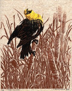 Cantata de la espadaña, 2017 (linograbado) de Sarah Drummond
