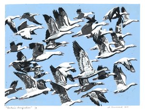 La inspiración de Escher, 2017 (linograbado)