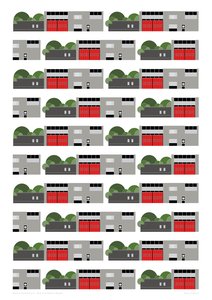 Fire Station Repeat Print, 2014 (impresión giclée gráfica)