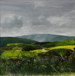Paisaje de Somerset, 2023 (pintura sobre papel) de Sarah Thompson Engels