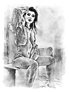 Mujer desnuda con blusa