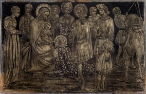 Cuadro de la Adoración de los Reyes Magos de Sassetta (1392-1450) Dim 29x46 cm Museo de Artes Decorativas y Moda de Marsella
