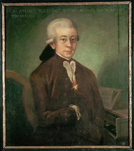 Mozart como Caballero de la Espuela de Oro ... (óleo sobre lienzo) de Saverio dalla Rosa