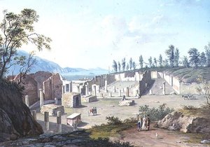 Turistas en las ruinas de Pozzuoli, cerca de Nápoles de Saviero Xavier della Gatta