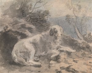 Un setter en un paisaje de Sawrey Gilpin