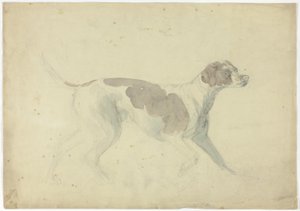 Fox Hound (anverso); Bocetos de caballo y jinete (reverso) de Sawrey Gilpin