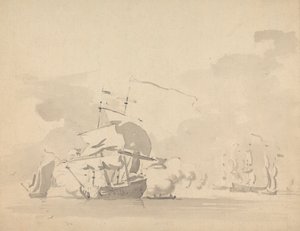 Barcos y veleros en un mar en calma de Sawrey Gilpin