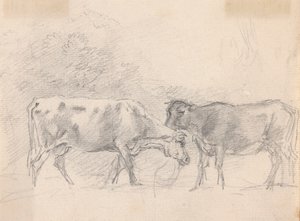 Dos vacas pastando de Sawrey Gilpin