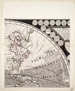 Un nuevo y correcto mapa del mundo (sección), c.1774 (grabado coloreado) de Sayer & Bennett