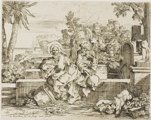 Descanso en la Huida a Egipto de Sébastien Bourdon