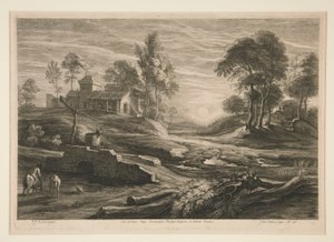 Paisaje con pozo de drenaje de Schelte Adams Bolswert