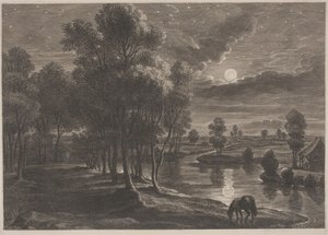 Paisaje fluvial a la luz de la luna de Schelte Adams Bolswert, after Sir Peter Paul Rubens