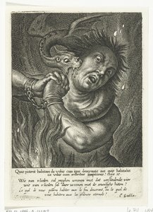 Alma en el infierno mordida por monstruo Velins (título de la serie) de Schelte Adamsz. Bolswert