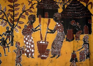 Tela confeccionada con técnica batik, artesanía de Togo
