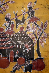 Tela confeccionada con técnica batik, artesanía de Togo de School African