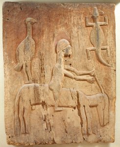 Puerta con relieve que representa a un jinete, Población Baule, de Costa de Marfil