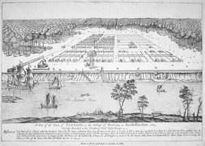 Vista de Savannah, Georgia en 1741 de School American