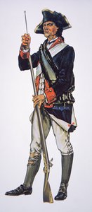 Soldado de la Guerra de Independencia Americana del Regimiento Estatal de Pensilvania de School American