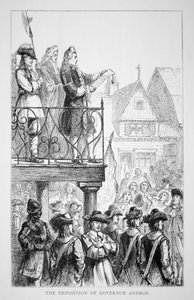 Sir Edmund Andros proclama el Dominio de Nueva Inglaterra en 1686 con él mismo como gobernador