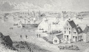 El ferry, Nueva York, c.1750 de School American