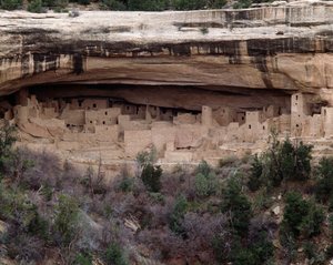Vista del sitio del palacio del acantilado (1993, Fotografía) de School Anasazi